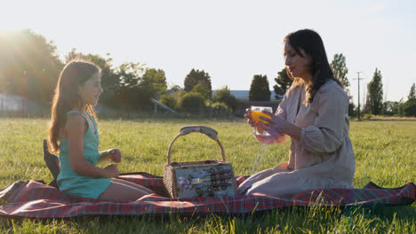 Madre-E-Hija-Haciendo-Un-Picnic