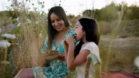 Mother-and-daughter-doing-a-picnic