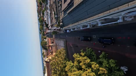 Vertical-drone-flight-around-cathedral-in-Colonial-Zone-of-Santo-Domingo-during-golden-sunset