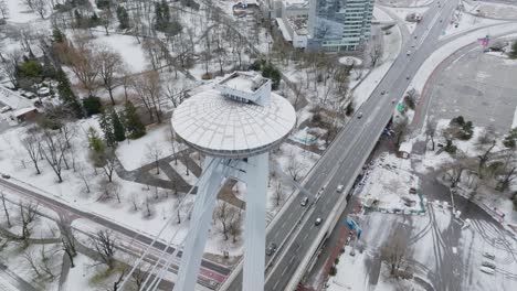 SNP-Bridge-with-UFO-restaurant-over-the-Danube-river-in-winter