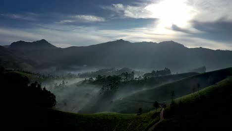 Aerial-dron-view-moving-forward-where-sun-rays-are-falling-L-super