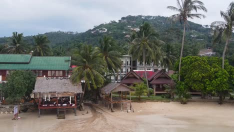 Aerial-View-Of-Beach-Front-Buildings-On-haad-Yao-beach-In-Koh-Phangan