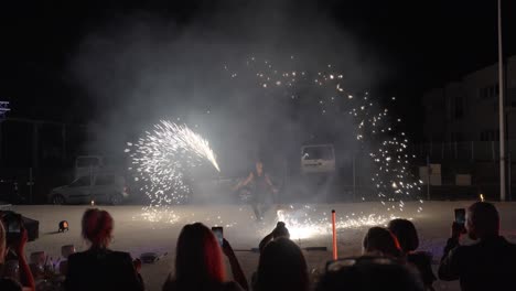 Street-firework-performance-at-night