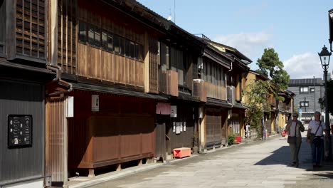 Turistas-Vistos-Explorando-El-Distrito-De-Nishi-Chaya-En-Un-Día-Soleado