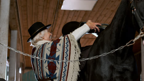 Woman-with-horse-indoors