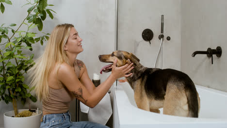 Woman-and-dog-at-the-bathroom