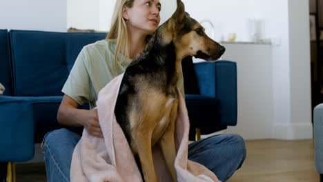 Woman-and-dog-at-home