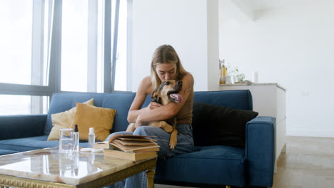 Dog-and-woman-at-home