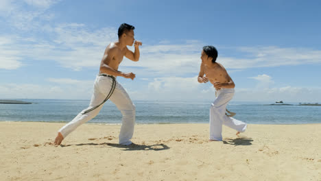 Two-men-dancing-capoeira-on-the-beach