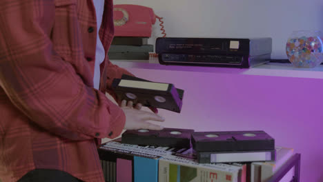 Video-VHS-device-on-a-shelf