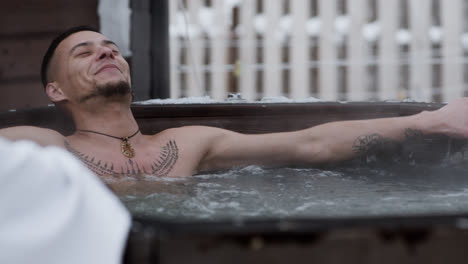 Man-enjoying-bubbles-outdoors