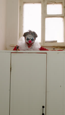 Scary-clown-behind-toilet's-door