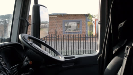 Woman-entering-inside-the-truck-cab