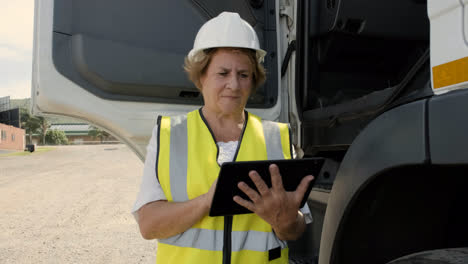 Caucasian-woman-with-hardhat-and-device