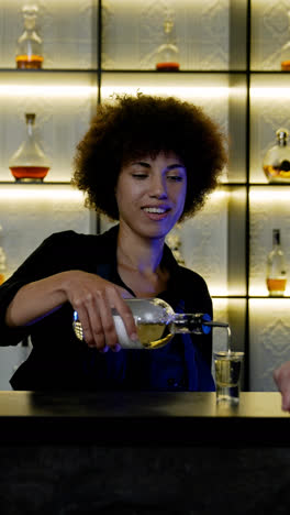 Barkeeper-Serviert-Dem-Kunden-Shots