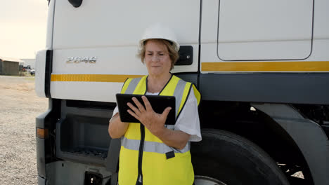 Caucasian-woman-with-hardhat-and-device