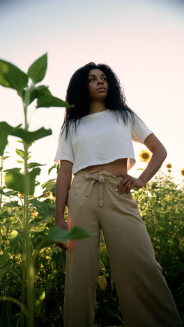 Mujer-Joven-En-Un-Campo-De-Girasoles