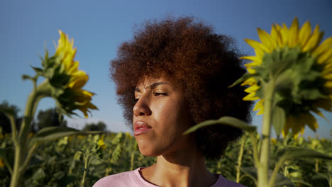 Junge-Frau-In-Einem-Sonnenblumenfeld