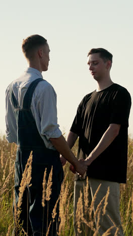 Men-holding-hands-outdoors