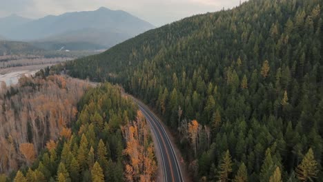 Scenic-Road-Through-fall-foliage-in-flathead-national-Forest