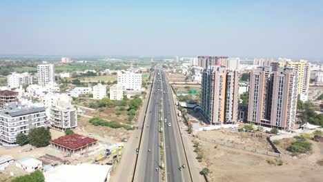 Aerial-drone-view-Drone-camera-is-moving-forward-where-the-construction-work-of-a-building-is-going-on