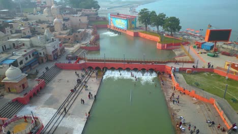 Ayodhya,-Uttar-Pradesh,-India,-January-07-2024,-Ayodhya-Drone-view-Shri-Ram-Mandir,-Shri-Hanuman-Garhi-Mandir,-Lata-Mangeshkar-Chowk-and-Ram-ki-Paidi-Ghats