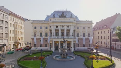 SND---Old-Historical-Building-of-Slovak-National-Theatre-in-Centre-of-Bratislava-on-Hviezdoslavovo-square-on-Sunny-Day