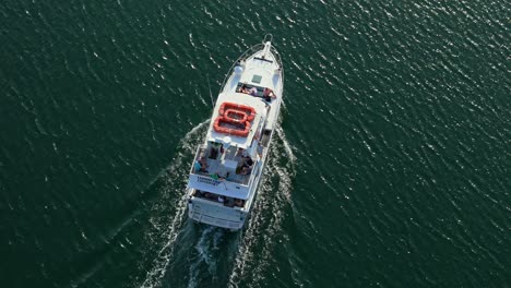 Top-down-bird's-eye-view-of-Caribbean-tourist-experience-excursion-boat-out-at-sea