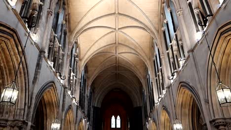 Tilt-shot-of-the-Interior-of-Christ-Church-with-tourists-enjoying-holidays