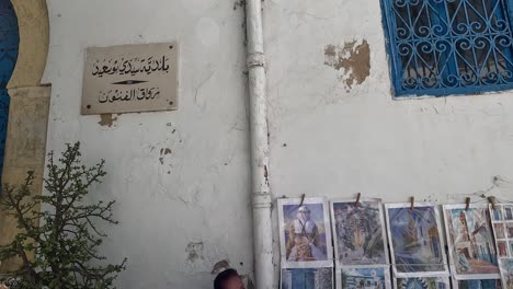 Artistic-mural-and-paintings-in-Sidi-Bou-Said,-Tunisia