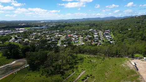 Aerial-view-of-the-SkyRidge-residential-development-on-a-sunny-day,-Worongary,-Gold-Coast