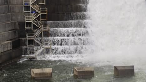 Gold-Coast,-Queensland,-Australia---01-21-2024:-Overflow-of-the-Hinze-Dam-due-to-excess-rain-in-the-Hinterland