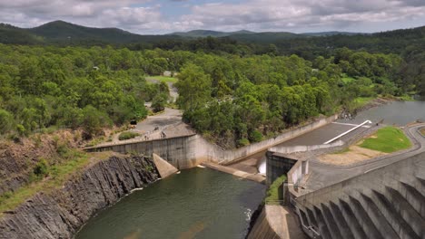 Gold-Coast,-Queensland,-Australia---01-21-2024:-Overflow-of-the-Hinze-Dam-due-to-excess-rain-in-the-Hinterland