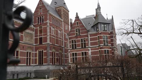 Rijksmuseum-building-side-shot,-dutch-architecture,-famous-tourist-attraction