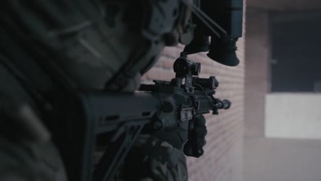 POV-of-armed-IDF-soldier-holding-rifle-weapon-in-Gaza-war-sneaking