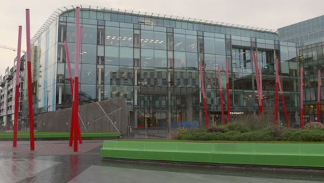 Facade-of-the-Dock-area-in-Dublin,-Ireland---Modern-architecture-in-Southside-area,-Grand-Canl-Dock