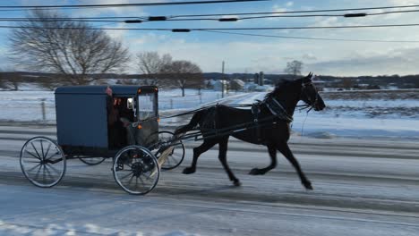 Young-Amish-man-showing-middle-finger-to-drone-camera-out-of-horse-and-buggy