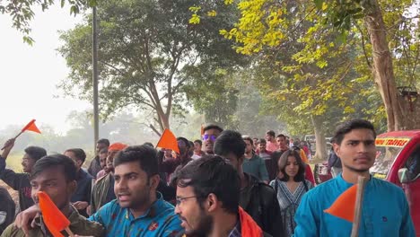 Front-view-of-Ram-Janambhoomi-rally-in-Kolkata-during-sunny-day-in-India