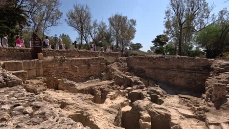 Excursion-to-a-historical-place-in-Tunisia-with-ruins-in-Carthage,-Tunisia