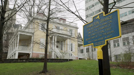 "Hamilton-Grange"-Historic-Marker-at-Alexander-Hamilton-House-in-New-York-City