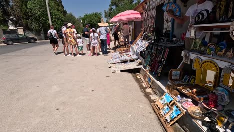 Walking-shot-near-Carthage-where-are-traditional-shops-with-souvenirs-in-Tunisia