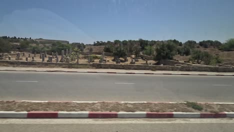 View-from-the-bus-windows-to-the-road-to-Carthage-in-Tunisia