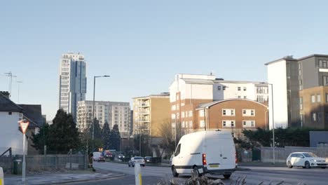 Duel-carriageway-leading-to-the-magic-roundabout-slow-zoom-out