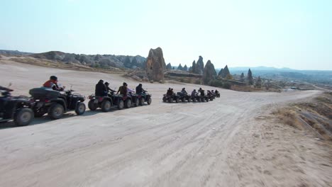 ATV-Tour-At-Cappadocia,-Turkey---Aerial-FPV