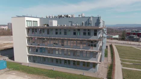 Aerial-of-CureVac-Headquarter-in-Tübingen,-Germany-on-a-sunny-day