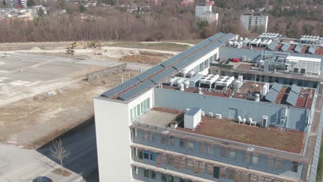 Aerial-of-CureVac-Headquarter-in-Tübingen,-Germany-on-a-sunny-day