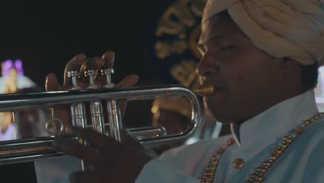 Indian-Musicians-at-a-traditional-Festival-in-India-at-night-with-many-colorful-lights-in-Rajasthan