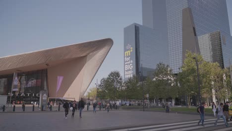 Central-Train-Station-of-Rotterdam-on-a-sunny-afternoon