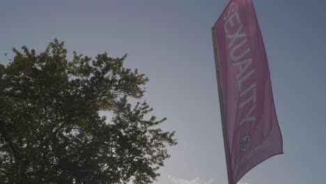 Sexuality-Exhibition-Flag-in-Amsterdam,-Netherlands---perfect-symbol