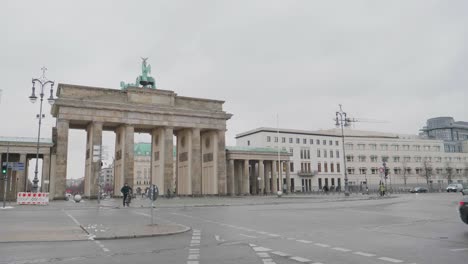 Empty-Brandeburger-Tor-in-Berlin,-Germany-due-to-the-Covid-19-Pandemic-Lockdown